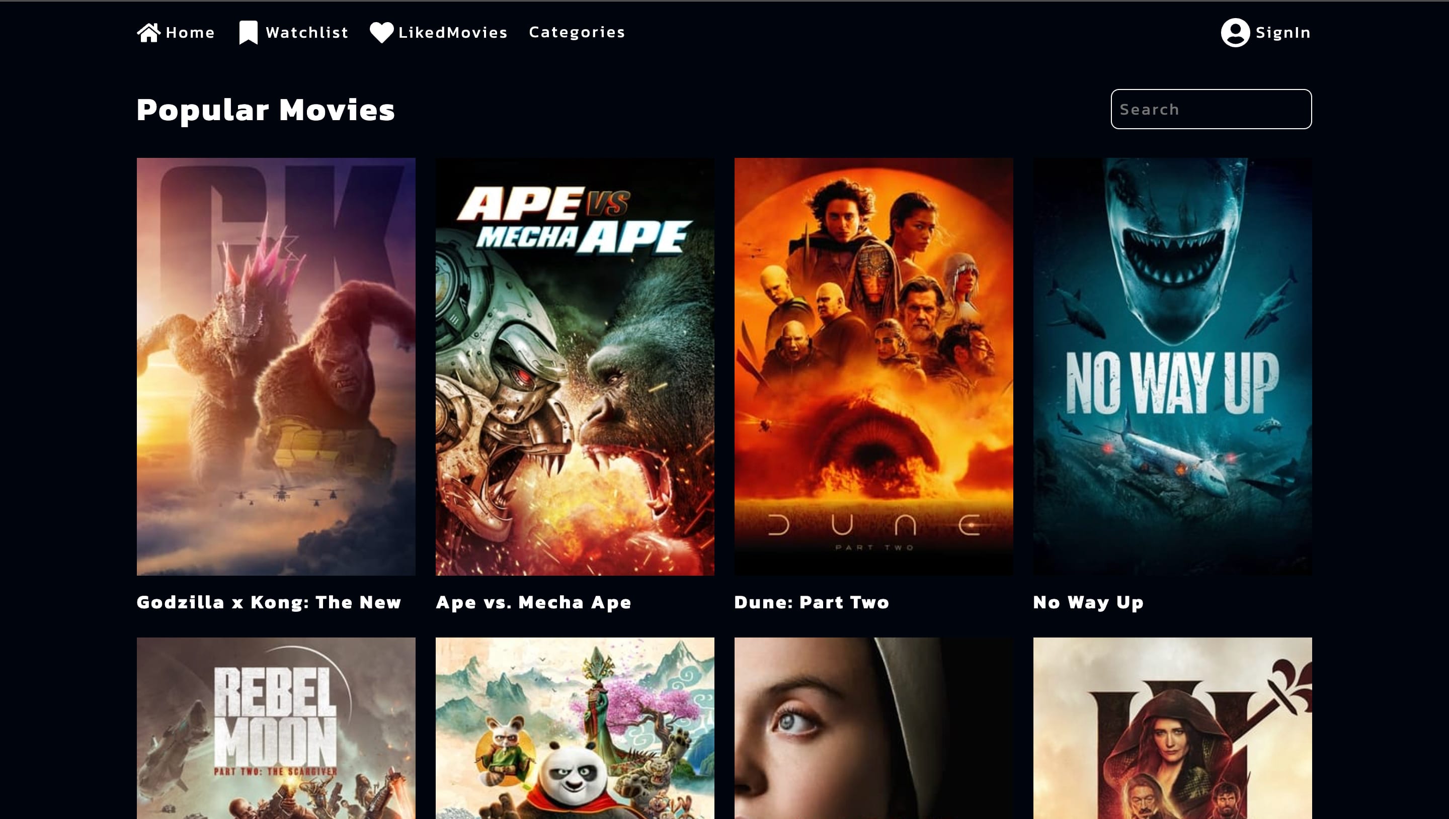 Movie Organizer application interface